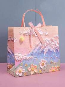 1 PIEZA/5 PIEZAS Bolsa de regalo con estética de pétalos de Yunshan 3D en pastel de aceite, con estilo Ins, curativo y de alta gama. También sirve como portaramos y bolsa de regalo premium. Es adecuado para ocasiones como fiestas festivas y regalos a amigos.