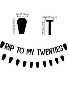 1 Set Halloween Glitter Coffin RIP To My 20s Banner, Suitable For Halloween Party, Birthday Party Decoration - Black - View 3