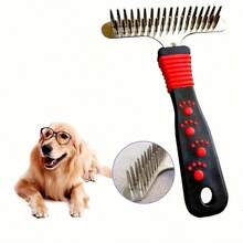 1pc Pet Brush Comb, Straight Grooming Brush For Long Haired Dogs Like Golden Retriever - Multicolor - View 3