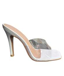 Women's High Heel Mule Clogs, Transparent Vinyl Sandals - 白色 - 查看 3