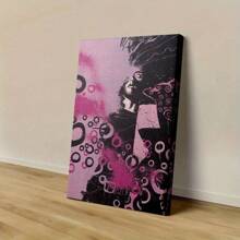 1 件帆布艺术印刷品 - 带圆圈的抽象粉色和黑色轮廓，适合客厅或办公室的现代墙壁装饰，优雅的家居墙壁装饰，抽象墙壁艺术，无框架。 - 彩色 - 查看 5