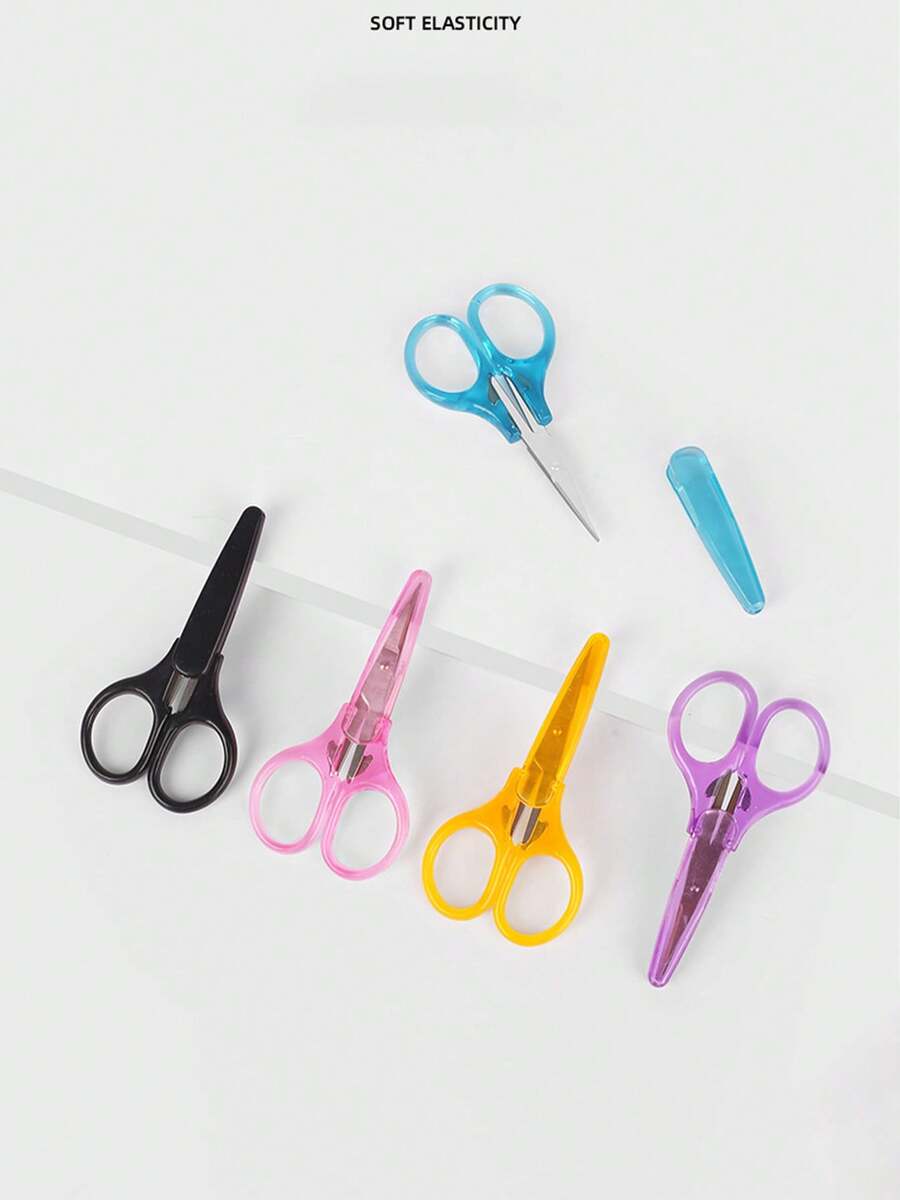 1把精密不锈钢迷你剪刀 - 直刃设计，工艺精湛，旅行必备，带保护套，适用于剪纸、剪线、理发；多功能办公及缝纫工具，学生、裁缝的理想之选，返校礼物（紫色/蓝色/粉色/黑色/黄色） - 彩色 - 查看 1