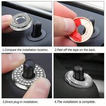 4 chiếc vòng trang trí khóa cửa xe bằng hợp kim kẽm đính đá Rhinestone, dùng để trang trí nội thất, trang trí nắp cửa - Nhiều màu - Xem 3