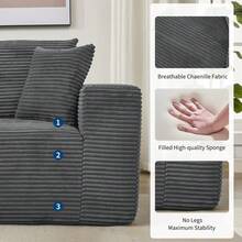 LIZHOUMIL 108'' Modular Sectional Sofa, Corduroy L-Shaped Sofa With Deep Seat & Throw Pillows, No Assembly, Comfy Cloud 3-Seater Couch With Chaise, Memory Foam Couch For Living Room - 灰色 - 查看 9