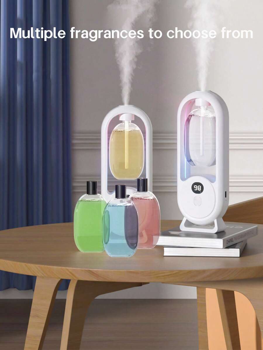 Difusor de aroma automático / Difusor de aceites esenciales / Ambientador - Recargable, de escritorio/montable en pared, 5 modos ajustables, luz de ambiente de 7 colores, aromas de jazmín, Shangri-La, Vidente, Verdadero Yo, Gardenia - Multicolor - Ver 1