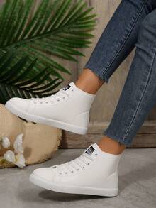 Women's Fashion Ins-Style Flat Short Boots, Lace-Up Casual Small White Shoes Suitable For Campus, Students, Daily Commute, Outdoor And Other Occasions, Versatile Casual Sneakers