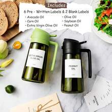 1PCS Barbecue Sprayer, Spray Bottle, Premium Olive Oil Sprayer Oil Pot, Light Resistant 2-In-1 Premium Glass Bottle Body, Can Spray Or Pour, Suitable For Barbecue, Kitchen, Outdoor, Label Stickers, Multiple Color Choices - màu xanh lá - Xem 3