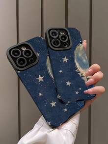 1 件时尚宇宙图案垂直仿皮防震防指纹手机壳，适用于苹果和型号 - 彩色 - 查看 4