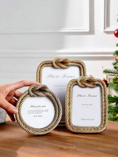 Ramka na zdjęcia ucznia z okazji powrotu do szkoły, ramka na zdjęcia z wiązanej liny i album pamiątkowy, złote ozdoby dekoracyjne w stylu retro i dekoracja stołu, odpowiednie dla uczniów jako prezenty i prezenty świąteczne