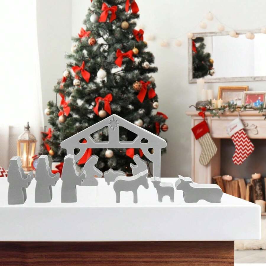 2pcs Nativity Scene Silicone Mold, Stable Christmas Silicone Mold For Candles, Crafts, Home Decor, Reusable Epoxy Resin Casting Mold