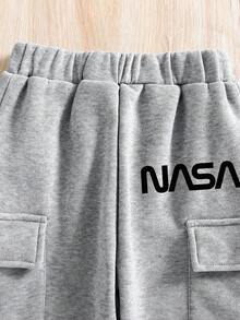 幼儿卡通印花保暖圆领运动衫和裤子套装