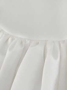 Young Girl' White Elegant Satin Short Sleeve Short Dress, Suitable For Birthday Party, Celebration, Wedding Flower Girl, Photo Shoot, Princess Dress, Prom, Graduation, Formal Occasion - White - View 11