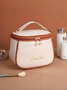 1PC Multi-Functional Travel Makeup Bag Waterproof Make Up Pouch Large-Capacity Cosmetic Storage Bag Portable Beach Bag Double-Layer PU Leather Cosmetic Bag Gift Bags Bathroom Toiletry Bag Ladies Travel Cosmetic Organizer Double-Layer PU Leather Material, Large-Capacity, Multi-Functional,