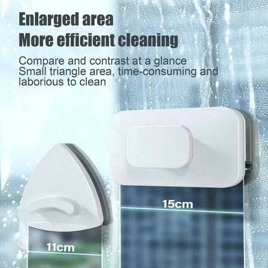 双面磁性玻璃清洁器 - 非电动手动玻璃清洁器，适用于高层建筑，采用强磁吸附设计，可安全清洁厚度达 0.5 英寸的单层玻璃 - 室内外均可使用，内外磁性玻璃清洁工具