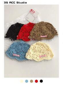 1 件手工镂空镂空草帽，复古甜美女士头巾帽，波西米亚风格流苏，适合春夏季，拍照个性化针织帽