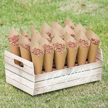 30孔婚礼纸屑锥支架，用于婚礼装饰牛皮纸盒、婚礼托盘纸屑、婚礼纸锥支架、婚礼庆典派对装饰用品、户外婚礼干花纸屑礼品包装用品，不包括纸锥和玫瑰碎片 - 淺色木紋 - 查看 5