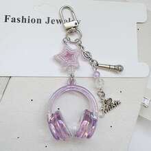 1pc Unisex Ombre Music Note Keychain Earphone Phone Strap Versatile CCD Card Holder Student Backpack Pendant Music Festival Gift Keychain For Bag Car Accessories For Women - Multicolor - View 5