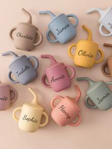 1PC Personalized Customization Name Silicone Baby Cups Portable Sippy Cup Solid Color Water Bottle Kids Custom Baby Tableware Baby Shower Family Decorations Giftswinter Eve Gifts Back To School Winter Gift Ideas Boy Girl Valentine's Day,Multi-Functional,Ornamental,Letter,Stylish,Modern,Colorful,Cute,Adorable,Casual,Custom,Personalised,Unique,Customized,Ideal Gifts For Him,Ideal Gifts For Her,Christmas Gift Supplies - Multicolor - View 3