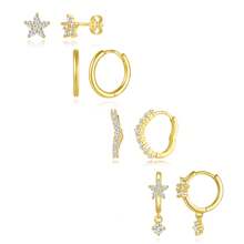 4 Stücke/Set zierliche Ohrstecker Creolen für Frauen, Hypoallergen, 14 Karat vergoldet, Creolen-Sets für mehrfache Piercings, Ohrknorpel Schmuck, Geschenke