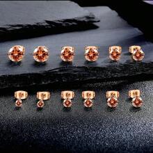 MDFUN 6 Pairs Stud Earrings Sets 3-8MM 18K Gold Plated Round 5A+ Cubic Zirconia Earrings CZ 6 Prong Ears Jewelry Women - C-玫瑰金3-8MM - 查看 11