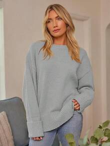 Women's Oversized Sweaters Fuzzy Chunky Warm Pullover Sweater - Grey - View 4