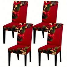 4/6 Unique Christmas Designs, Santa Claus & Snowman Digital Positioning Print Chair Covers, Removable & Washable Chair Cover Set, Soft Elastic Seat Protector, Suitable For Christmas Atmosphere Decoration In Restaurant, Kitchen, Banquet Hall, Dining Room, Bedroom, Office, Living Room, Dormitory And Home - Multicolor - View 9