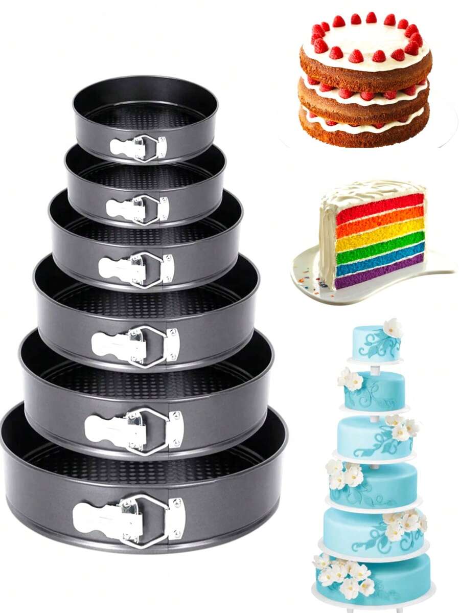 Juego de moldes pasteles repostería antiadherente desmontables para tartas ideal hornear en casa cocina horno bandejas fáciles limpiar almacenamiento resistente multiusos repostería profesional - Negro - Ver 1