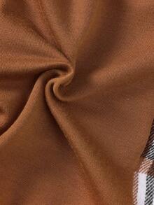 BrownBark 2pcs/Set Baby Boy Casual Outdoor Suit, Baby Boy Casual Plaid Pocket Hooded Long Sleeve Shirt + Relaxed Pants 2-Piece Set, Spring Autumn Children Clothing, Infant Outfit - Brown - View 10