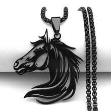 Minimalistischer Cut Out Pferdekopf Halskette, Edelstahl in Gold, Silber, Schwarz, Unisex, Geschenk für Pferdeenthusiasten - Halskette - Übersicht 4