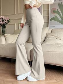 大码纯色高腰弹力喇叭裤运动瑜伽裤压缩紧身裤跑步健身裤，春夏透气速干运动长裤，女士紧身裤，女装