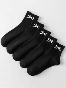 5/10 双夏季薄款蝴蝶结设计袜子，女士简约 INS 透气运动短袜，适合返校