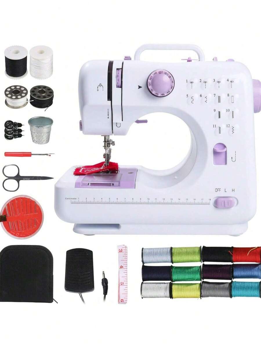Máy khâu điện cầm tay phiên bản chuyên nghiệp, có 12 kiểu chỉ, tốc độ có thể điều chỉnh, vắt sổ, thích hợp cho người mới bắt đầu may vá, nhẹ, dễ sử dụng, rất thích hợp để sửa chữa DIY, thủ công - Xem 1