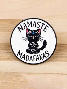 1 件装瑜伽猫珐琅别针卡通胸针松针翻领别针徽章背包服装配饰动物珠宝朋友礼物 - 均碼 - 查看 6