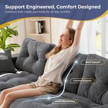 MAXYOYO L-Shaped Modular Sofa With Convertible Left/Right Ottoman,Cloud-Textured Tufted Cushions,Four Combinations,Sofa In A Box,No Assembly Required - 深灰色 - 查看 11