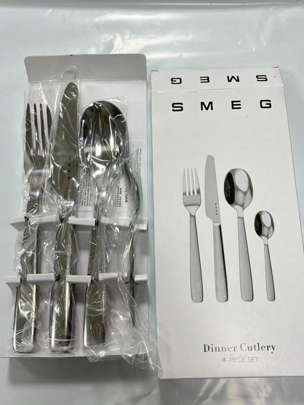 NEW Western Food Knife Set Home 316 Stainless Steel European High-Grade Steak Knife And Fork Silver 4-Piece Stainless Steel Soup Spoon And Dessert Spoon Sheet Set