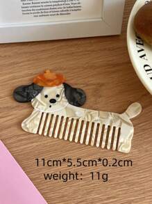 1pc Cute Student Hair Comb, Cartoon Design Thick Acrylic Anti-Static Comb, Dog Decor Hair Accessory, Portable Straight Hair Brush, Cartoon Bear Animal Shaped Comb, Creative Fashion Student Portable Straight Hair Brush, High Quality Thick Dog Comb, Cute Cartoon Animal Acrylic Portable Pocket Comb For Women, Hair Accessories, Hair Styling Kit, Hair Tool Kit, Home Beauty Women Accessory Gifts