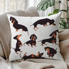 1 buc. Față de pernă decorativă minimalistă cu model teckel, material catifea piersică imprimat pe o singură față, se potrivește pernei de aruncat 45 * 45/50 * 50/40 * 40CM, potrivită pentru canapeaua modernă, decor pentru camera de zi, decor pentru petrecere, cadou - Multicolor - Vizualizare 3