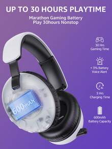 Słuchawki gamingowe Acinaci BL500 bezprzewodowe z mikrofonem, 2,4 GHz/Bluetooth, z mikrofonem z redukcją szumów – czarno-białe