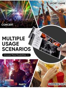 1pc/2pcs/3pcs Custom Concert Ticket, Custom Ticket, Custom Stub, Personalized Concert Event Ticket, Personalized Ticket, 22*7cm, Gift Souvenir, Keepsake Gift, Concert Ticket Gift Surprise, Personalised Event, Memorabilia, Ways To Gift Concerts, Ideal For Birthday, Valentine's Day, Graduation, Anniversaries, Perfect Gift For Friends, Family, Gift For Him, Gift For Her,Christmas Gift Supplies - Style 6 - View 3
