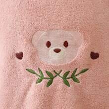 1pc Baby/Kids Hooded Bathrobe, Coral Fleece Absorbent Poncho Cloak, Cute Cartoon Design For Home, Beach, Unisex