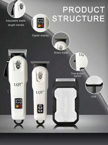 LQT 1/2/3pcs [Multi-Functional Haircut Set] Professional Men's Haircut Set, Rechargeable Electric Hair Clipper And Shaver, Men's Beard Trimmer, Hair And Body Grooming Kit, Home Haircutting Styling Set, Gift For Dad/Boyfriend - White - View 6