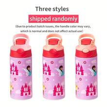 1PC 350ml Cartoon Prints Insulated Water Bottle With Covered Pop-Up Straw, Rainbow Horse&Mermaid Sports Water Bottle With Handle,Tumblers With Leak-Proof Stainless Steel,Four Colors Available,Back To School Supplies - Multicolor - View 10