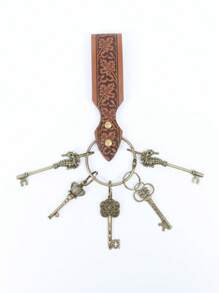 1 Set Chiave magica della cassaforte di Gringotts, con ciondolo in pelle PU stile medievale retrò, accessorio di scena per Ognissanti, LARP