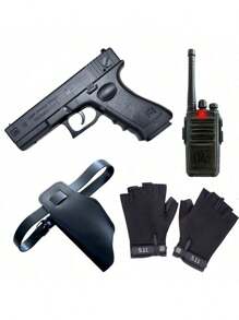 1 conjunto de adereços para festa de cosplay, modelo de pistola de brinquedo de plástico e couro, adereço anti-disparo para fotografia e performance de Halloween