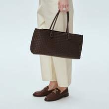 [Bolso De Hombro De Mujer] BOLSO DE TOTE TRENZADO, Bolso De Asa Superior De Moda, Bolso De Hombro De Unicolor Y Simple, Bolsos De Mano De Design De Lujo Para Mujer De Style Cotidiano - 中紫紅色 - 查看 8
