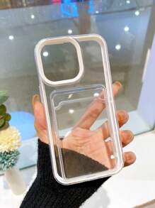 Apple Compatible With IPhone, 2-In-1 Card Slot TPU Phone Case - Soft Shell, Can Hold Cards & Coins, Anti-Fall, Sweat-Proof, Fingerprint-Proof, Wear-Resistant, No Fading Waterproof Shockproof Scratch Resistant - White - View 1