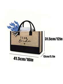 Bridal Printed Beach Tote Bag For Women, For Beach Accessories, Canvas Tote Bag,Suitable For Wedding, Birthday, Holiday, Back To School Gifts, Teacher Gifts,Is A Great Gift For Women, Mom, Teachers, Friends, Bridesmaids