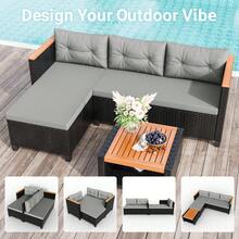 3-Piece Patio Furniture Set, All-Weather PE Rattan Outdoor Sectional With Storage Table, L Shape Outdoor Couch With Cushions, Small Wicker Patio Furniture For Balcony Garden