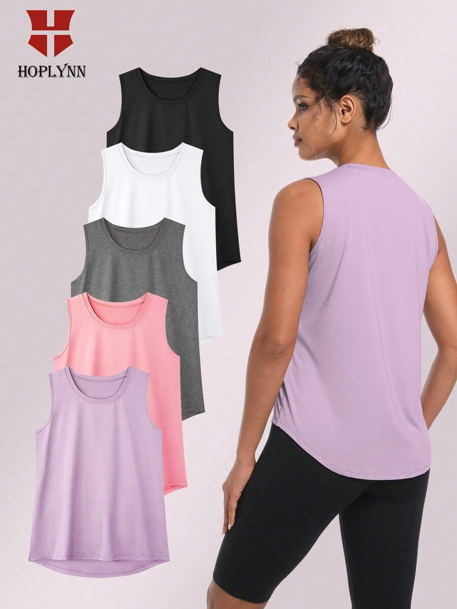 HOPLYNN 5 Packs Workout Tank Tops For Women Sleeveless Athletic Yoga Gym Tank Tops Quick Dry Loose Fit Sports Shirts - 多色2 - 查看 1