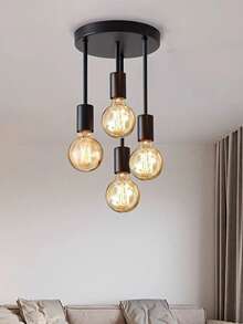 4-Light Flush Mount Ceiling Light, Modern Cast Iron - Smooth Painted Surface, Suitable For Bedroom, Kitchen, Dining Room, Hallway, Balcony (E27 Base) - Chandelier - View 2